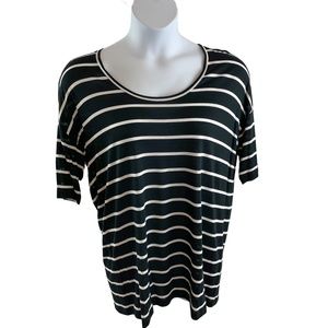 Lafeyette 148 Kirsten Striped Rayon B & W Tee, Women's L